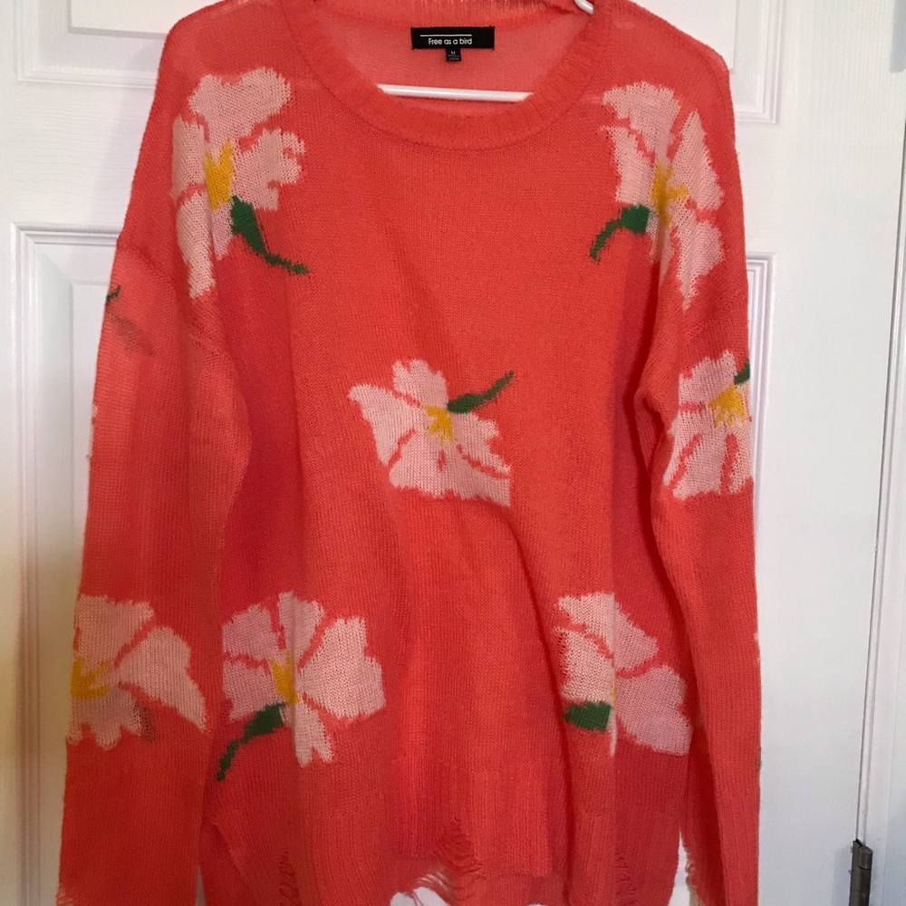 Free as a bird/ Sweater with flowers